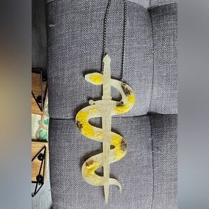 Yellow Snake & Dagger with Dried Flowers Wall Hanging